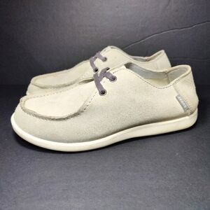 Crocs Santa Cruz 2 Eye Suede Loafer Light Grey Pearl White Men's 15365 Shoe Sz 8